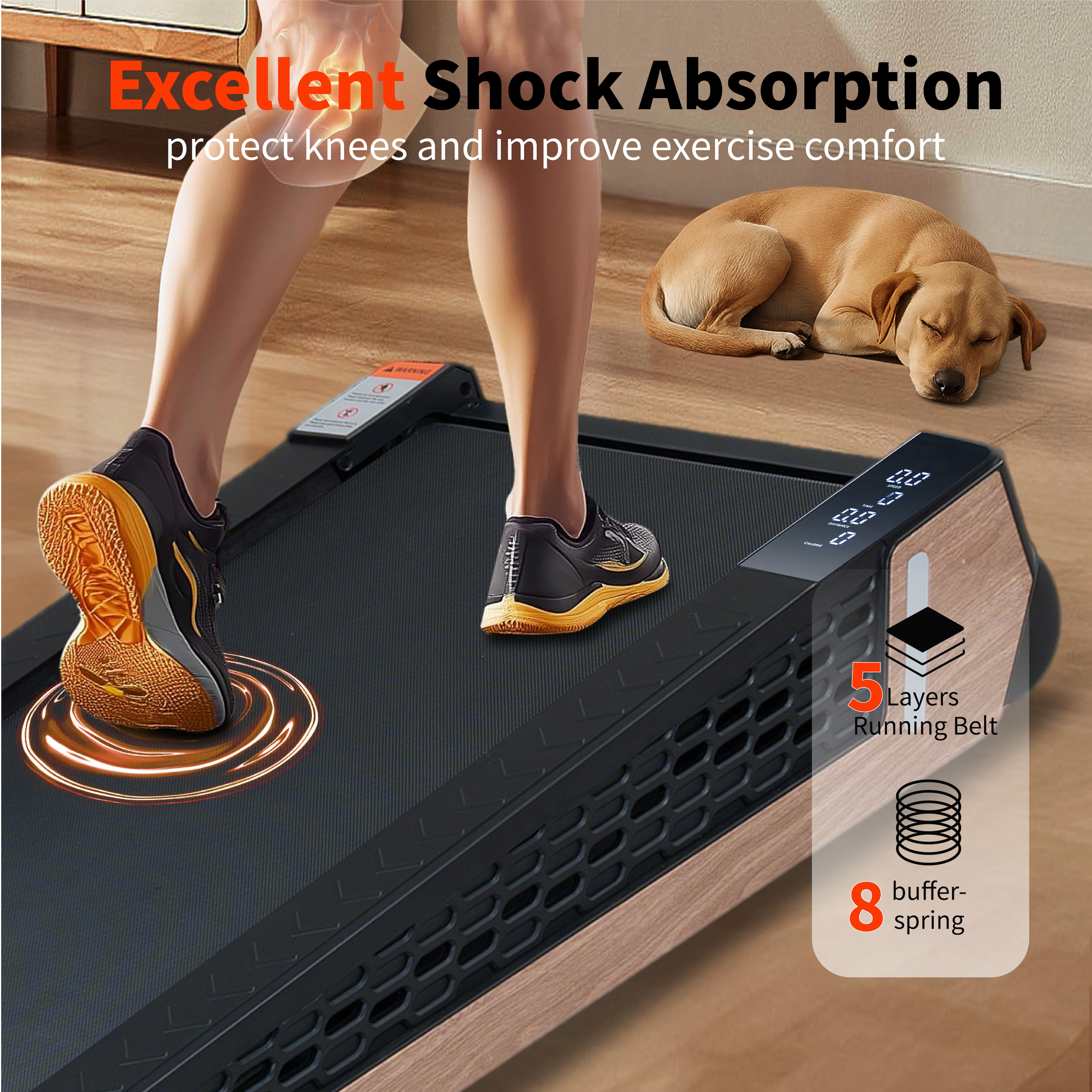 8° Incline Walking Pad Treadmill - Portable Compact Treadmills Under Desk Treadmill, Incline Treadmills For Home Office, Upright Stand, 2.55HP Portable Treadmill With 220 Lbs Capacity,LED Display._voghion.com